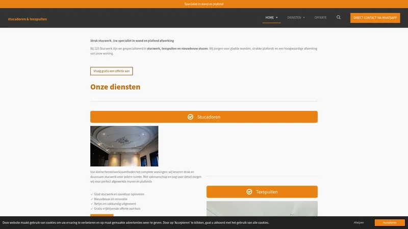 Website van 123 Stucwerk stukadoren & texspuiten