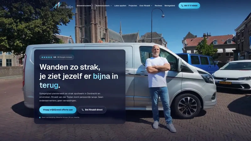 Website van AA+ van der Toolen Stukadoorsbedrijf