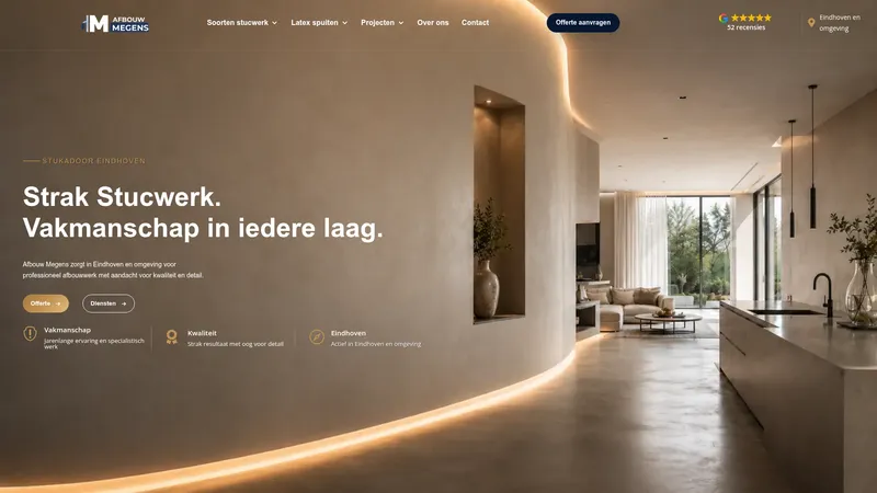 Website van Afbouw Megens stukadoor, nieuwbouw & bestaande bouw