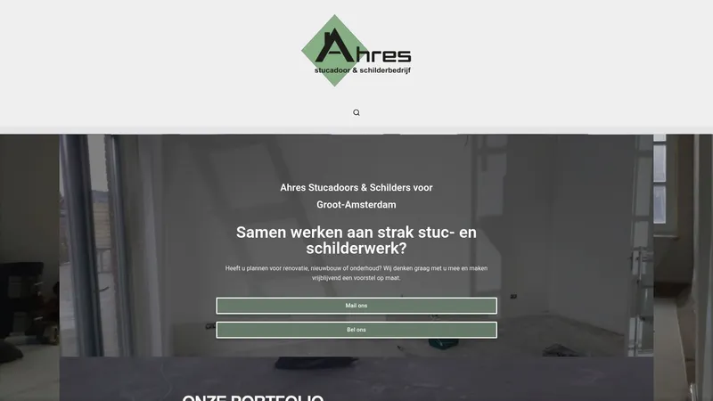 Website van Ahres stucadoor & schilderbedrijf