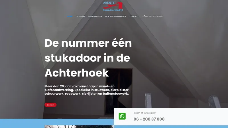 Website van Arentz Stukadoorsbedrijf