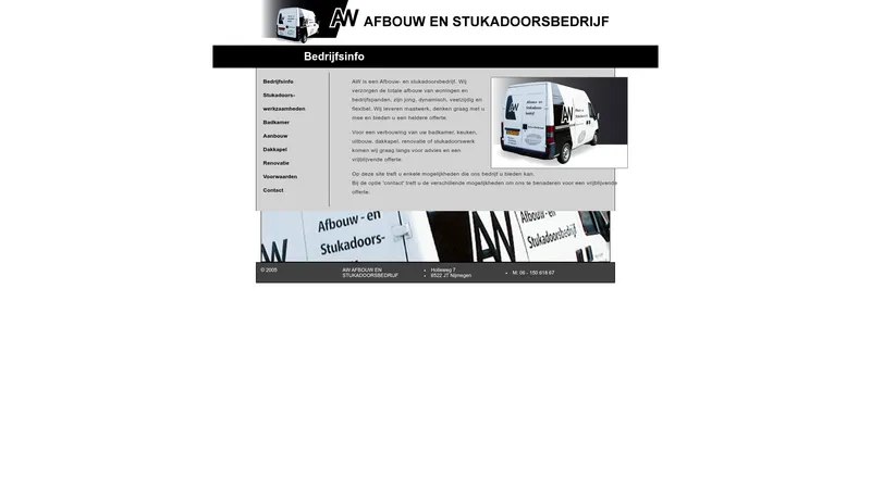 Website van AW Afbouw en Stukadoorsbedrijf