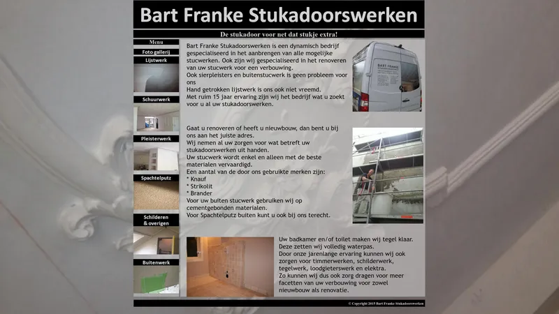 Website van Bart franke stukadoorswerken
