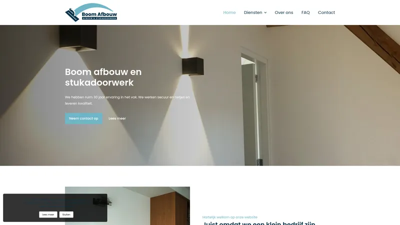 Website van Boom afbouw | Stukadoor Den Dungen