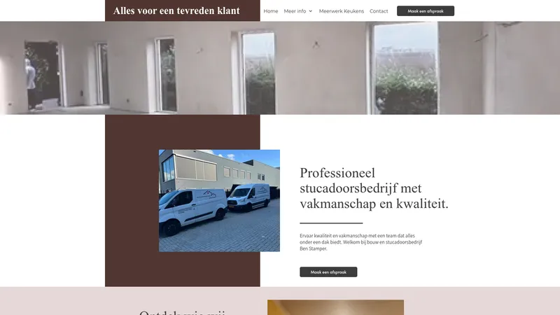 Website van Bouw en stucadoorsbedrijf Ben Stamper