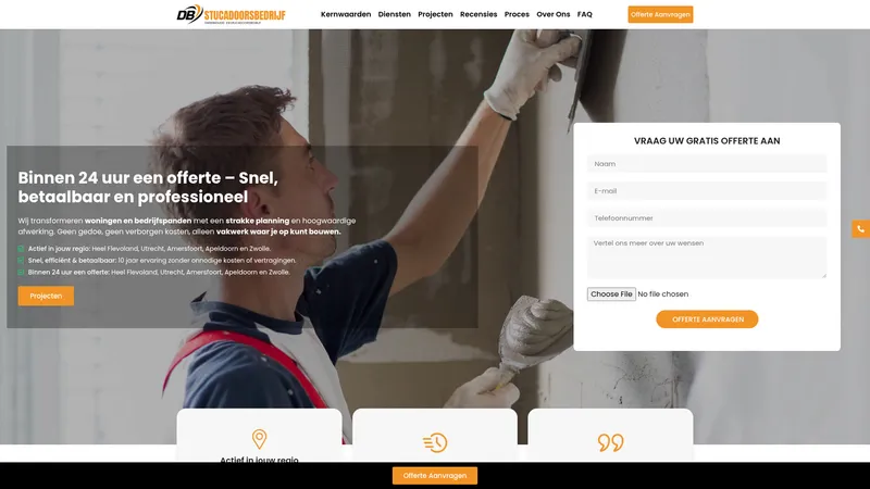 Website van DB Stukadoorsbedrijf - Stukadoor Lelystad / Almere & latex spuiten