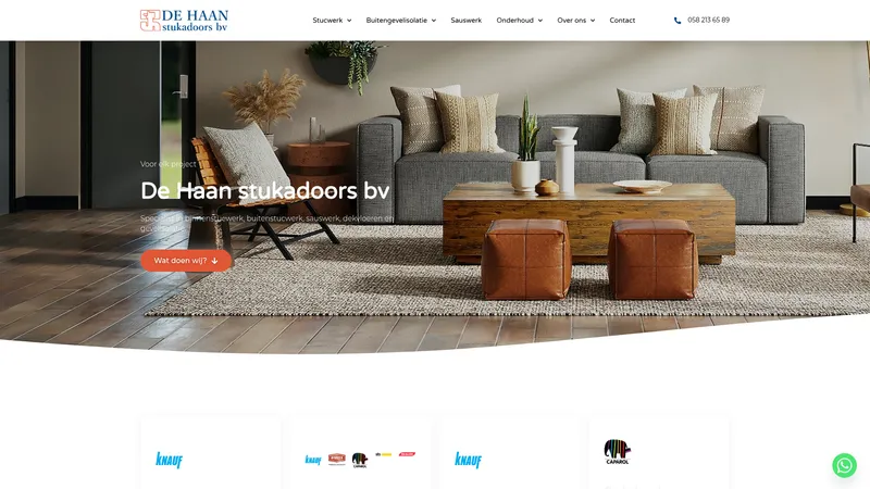 Website van De Haan Stukadoors BV