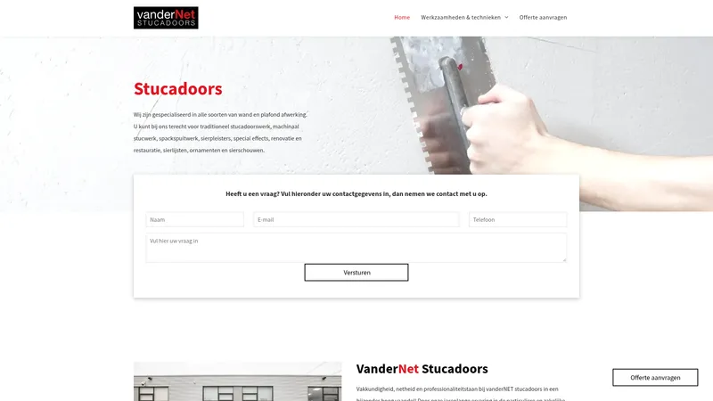 Website van Dirk van der Net Stukadoors - en Spuitbedrijf