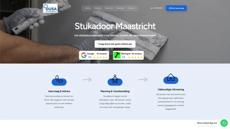 Website van Dusa klussenbedrijf | Stukadoor Maastricht