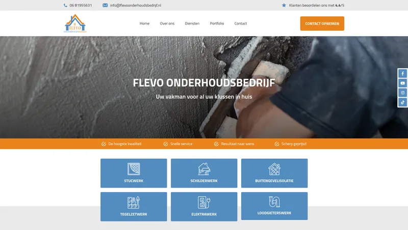 Website van flevo onderhoudsbedrijf