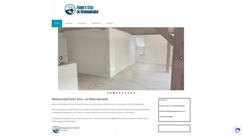 Website van Frank's stuc- en afbouwbedrijf