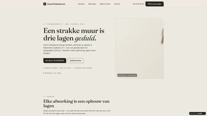 Website van Genti stukadoor