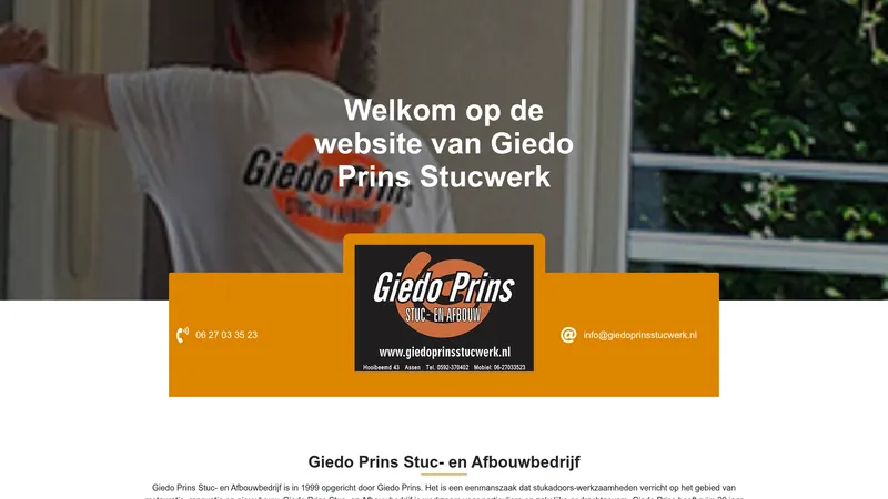 Website van Giedo Prins stuc- en afbouw bedrijf