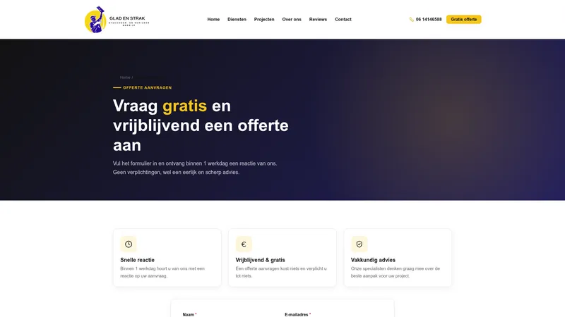 Website van Glad&Strak Stukadoor
