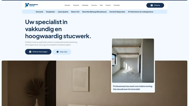 Website van JV Stukadoors Bedrijf
