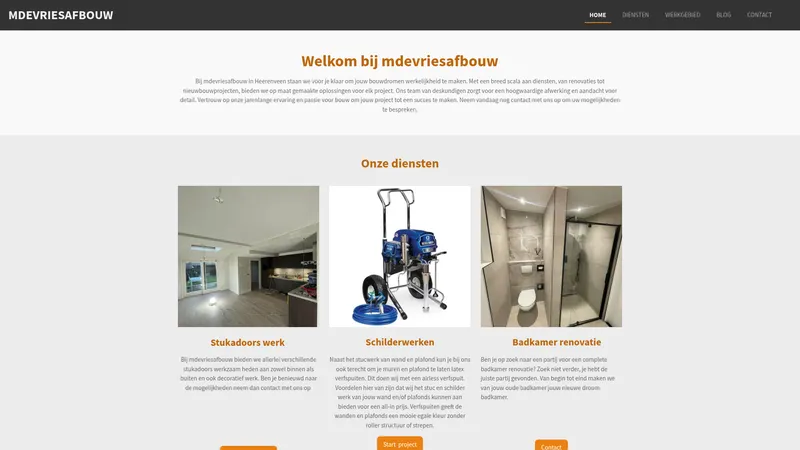 Website van m de vries afbouw stukadoors