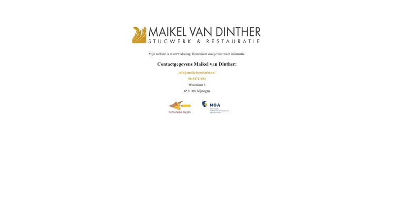 Website van Maikel van Dinther Stukadoorsbedrijf