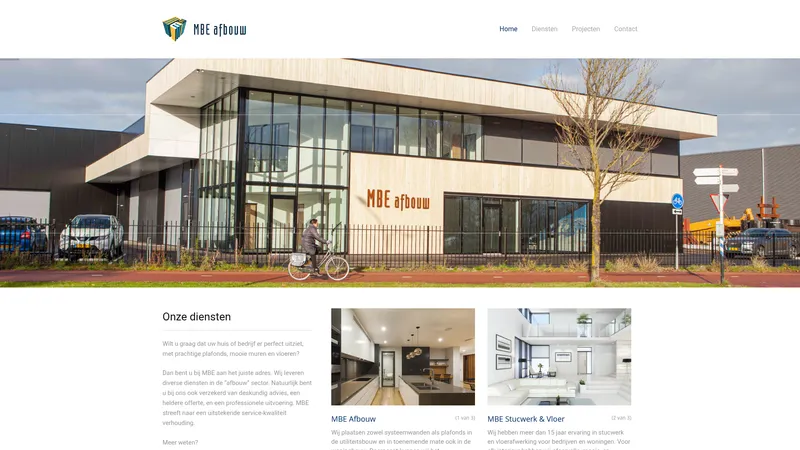 Website van MBE Afbouw B.V.