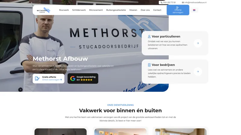 Website van Methorst Stucadoors en afbouwbedrijf B.V. Veldhoven