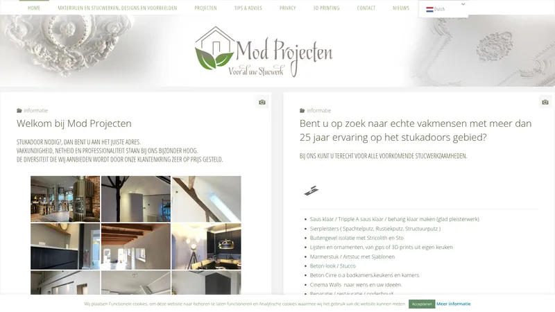 Website van Mod Projecten voor al uw stukadoors werk