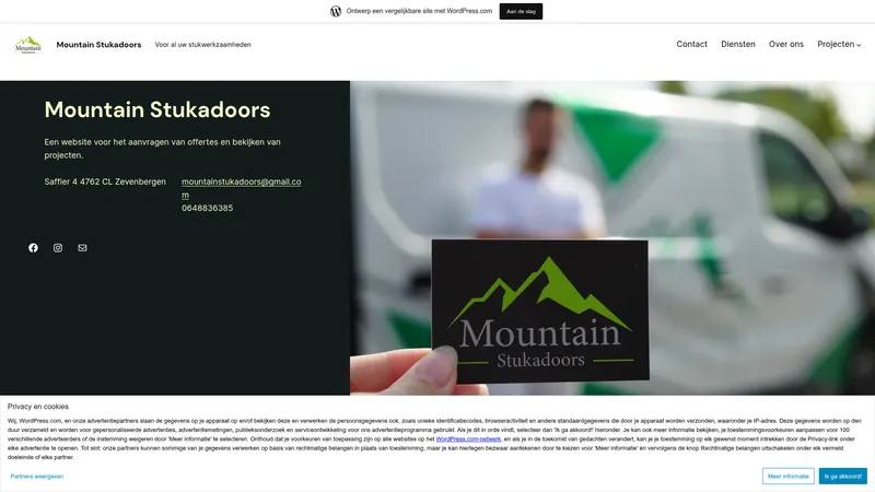Website van Mountain Stukadoors