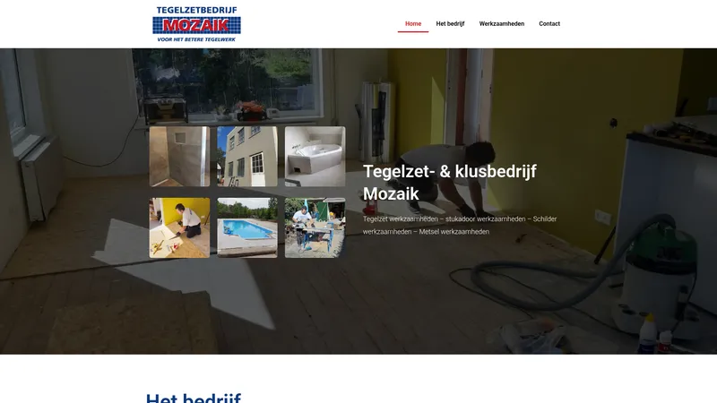 Website van Mozaik Tegelzetter, Stukadoor, Schilder en Klusbedrijf