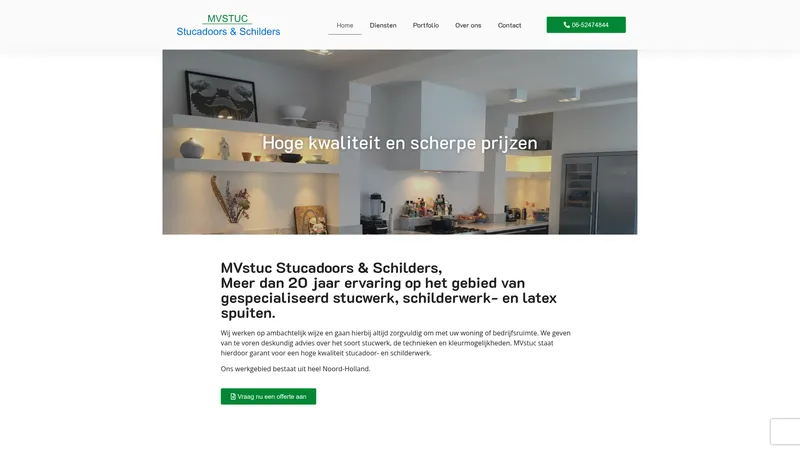 Website van MVstuc Stucadoors & Schilders