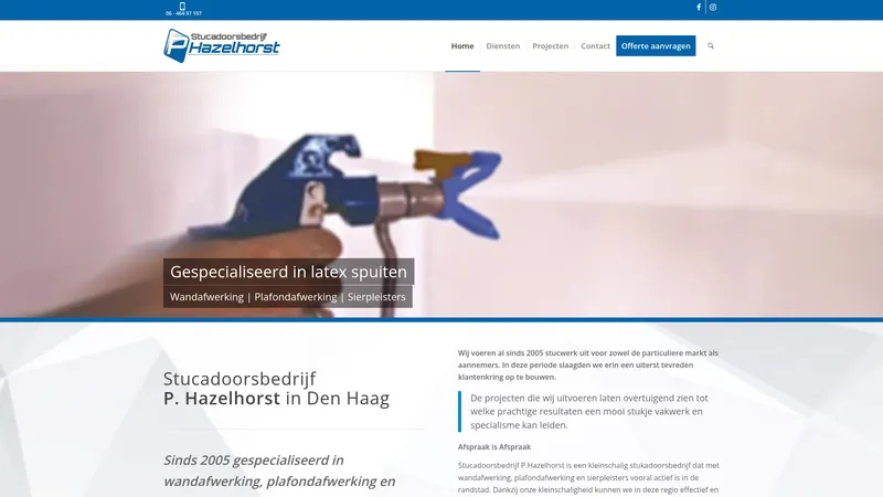Website van P. Hazelhorst stukadoorsbedrijf