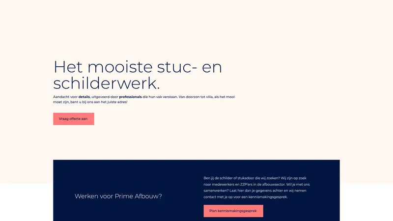 Website van Prime Afbouw