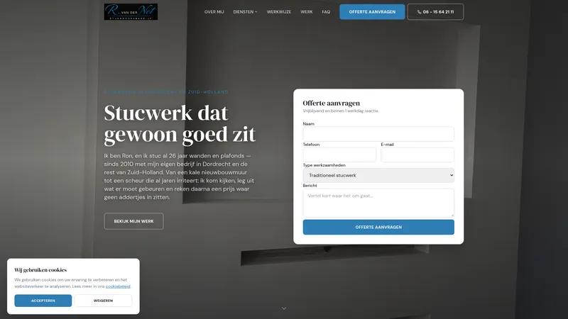 Website van R van der net stukadoorsbedrijf