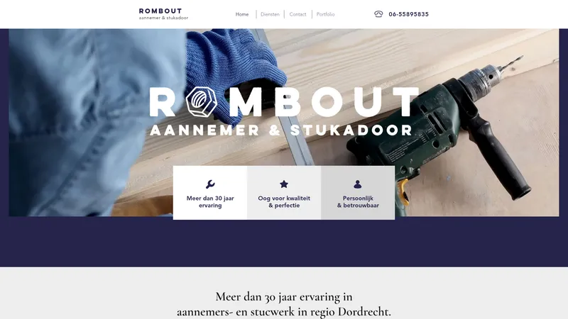 Website van Rombout Aannemer en Stukadoor