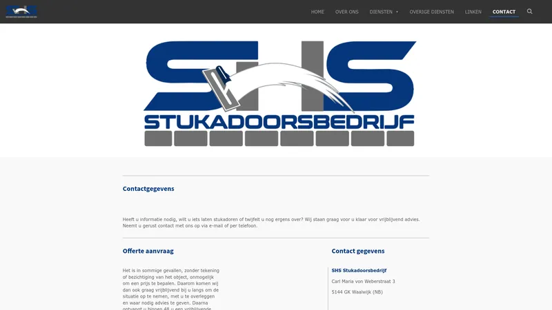 Website van SHS Stukadoorsbedrijf