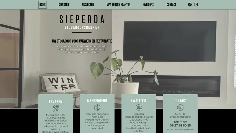 Website van Sieperda Stucadoorsbedrijf