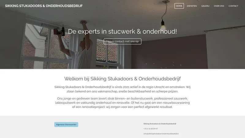 Website van Sikking Stukadoors & Onderhoudsbedrijf