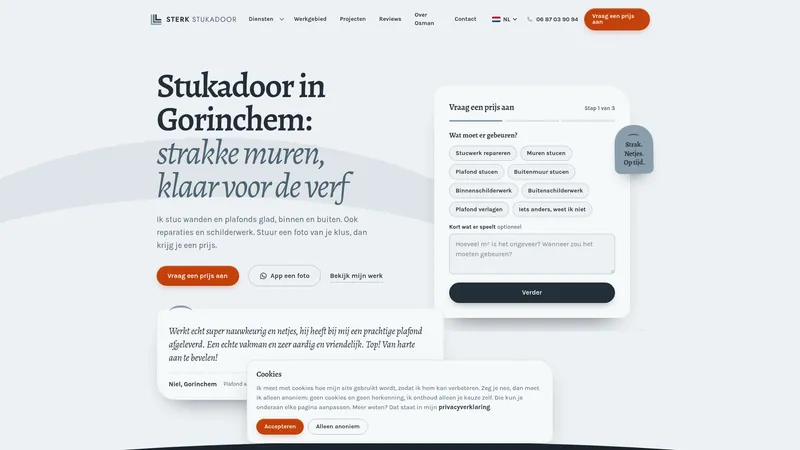 Website van Sterk Stukadoor