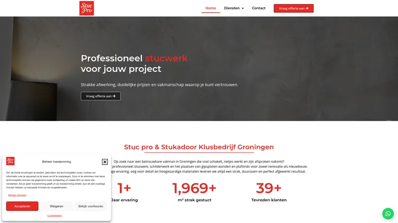 Website van Stuc pro & Stukadoor Klusbedrijf Groningen