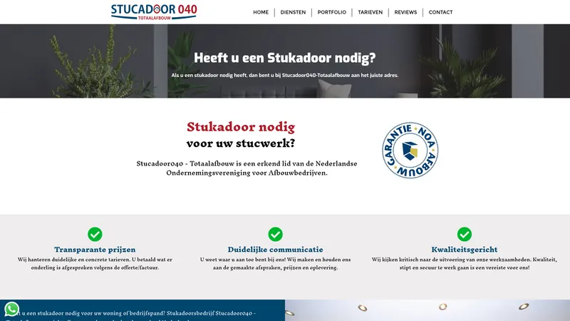 Website van Stucadoor 040 – Totaalafbouw