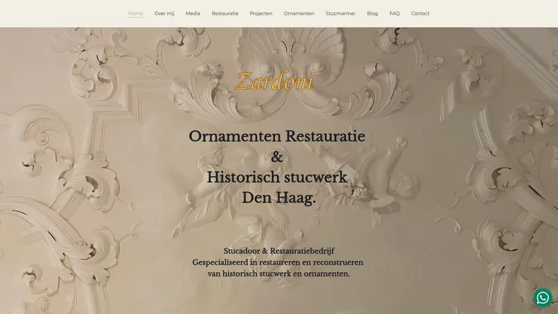 Website van Stucadoor & Restauratiebedrijf Zardoni
