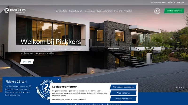 Website van Stucadoors- & Afbouwbedrijf Pickkers B.V.