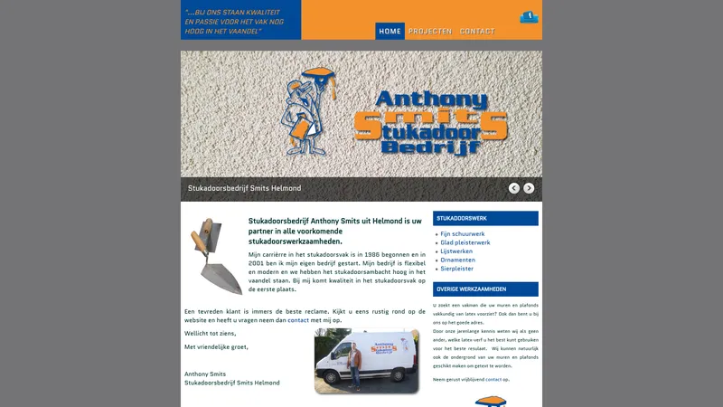 Website van Stucadoorsbedrijf Anthony Smits