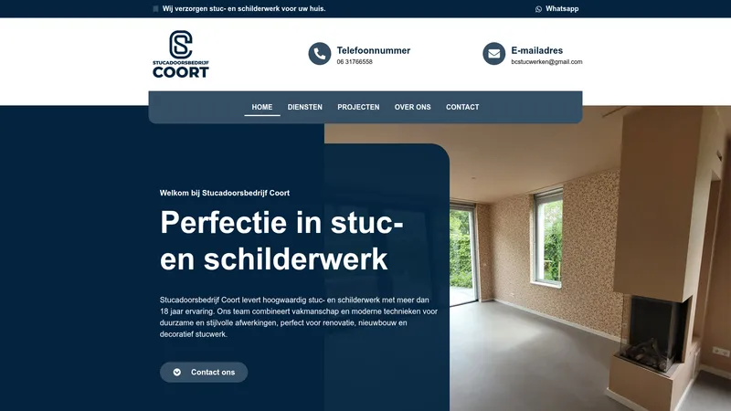 Website van Stucadoorsbedrijf Coort