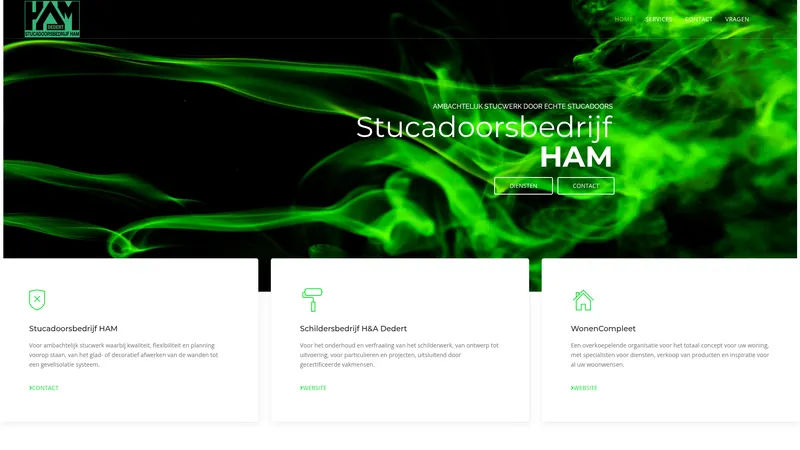 Website van Stucadoorsbedrijf Ham