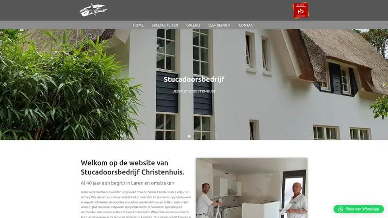 Website van Stucadoorsbedrijf Jeffrey Christenhuis, Stucadoorsbedrijf Eemnes, Stucadoorsbedrijf Laren.