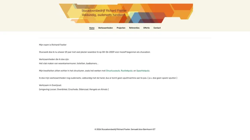 Website van Stucadoorsbedrijf Richard Fiselier
