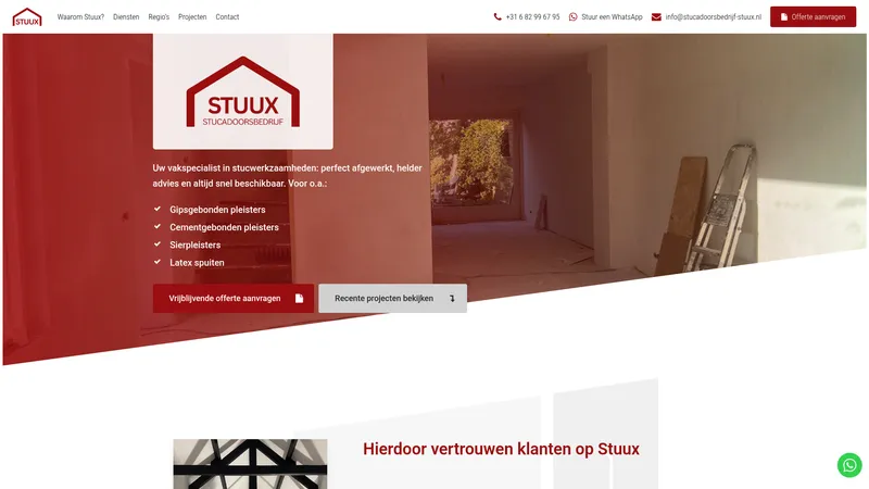 Website van Stucadoorsbedrijf Stuux