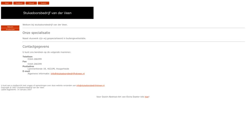 Website van Stucadoorsbedrijf van der Veen