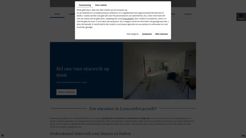 Website van Stucadoorsbedrijf van der Woude