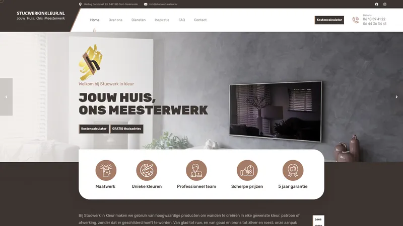 Website van Stucwerk in Kleur
