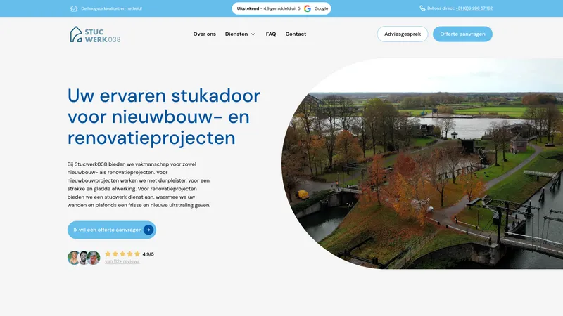 Website van Stucwerk038 - Stukadoor Zwolle