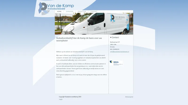 Website van Stukadoor van de Kamp